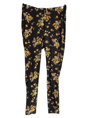 Torrid Size 1X Floral Leggings Black Yellow Stretch Cotton Plus Sized